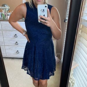 Medium navy lace a-line dress